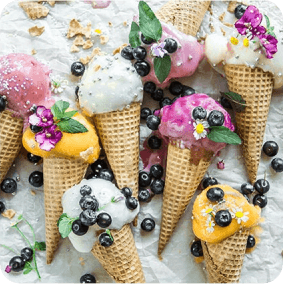 eight blueberry ice creams